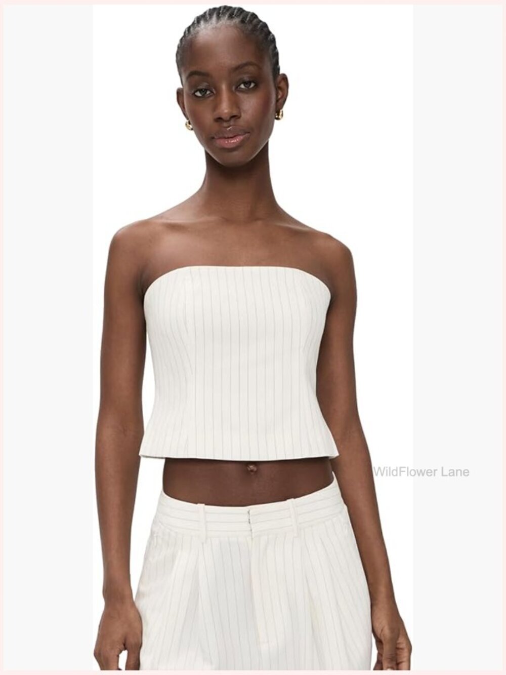 Strapless Pinstripe Suiting Top Blouse